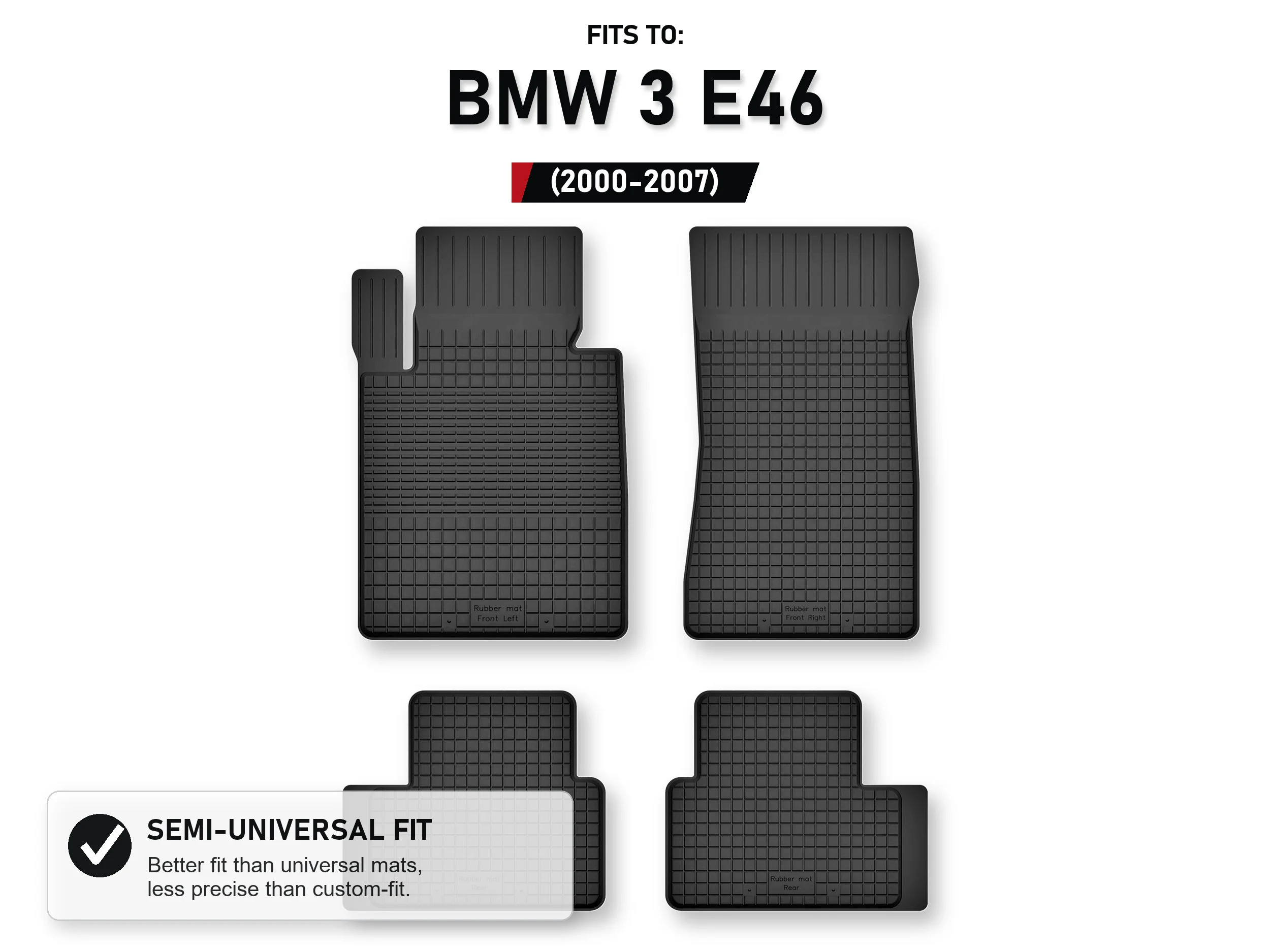 Rubberen mattenbak voor: Bmw 3 E46 2000-2007 Cabriolet 4 stuks