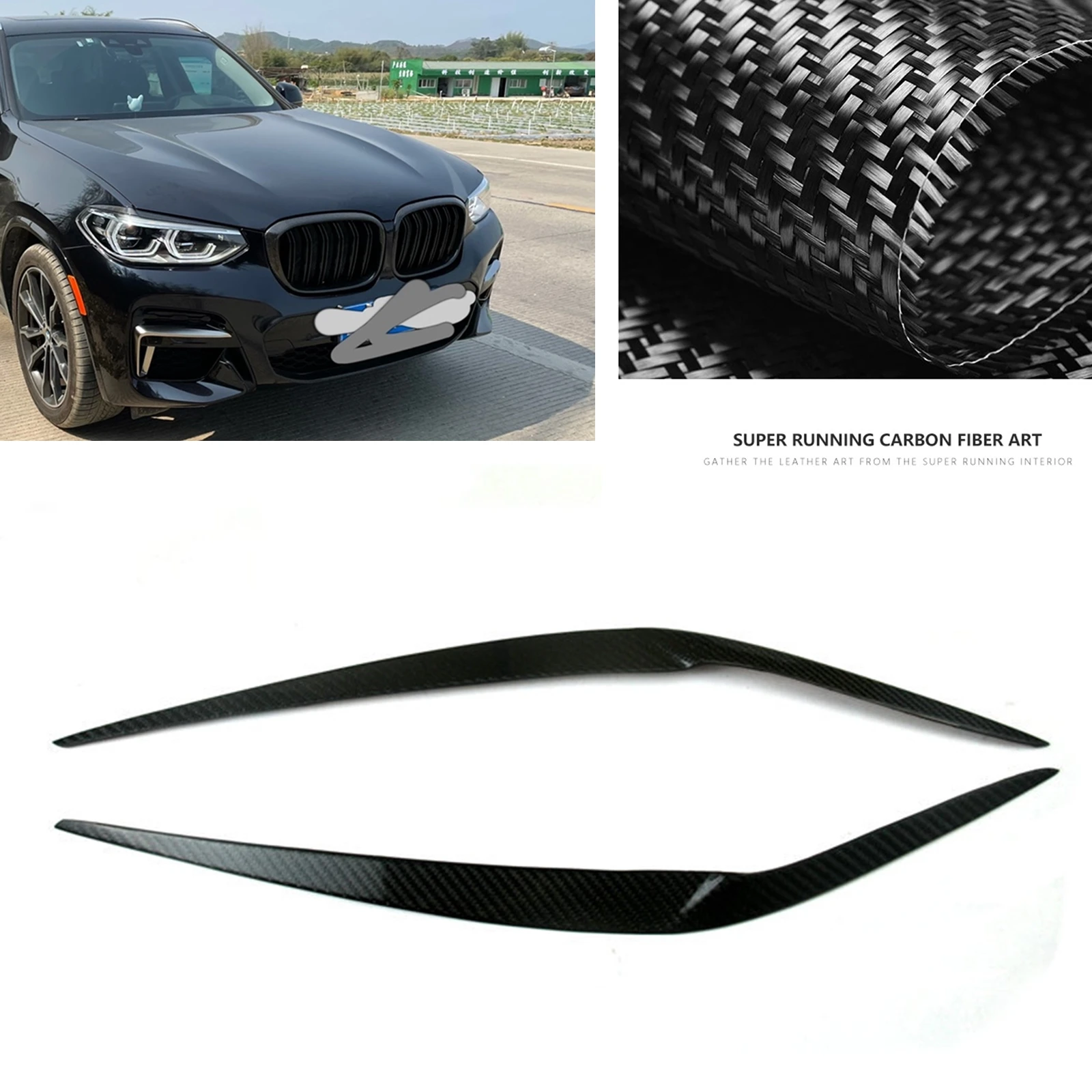 

For BMW X3 G01 F97 X3M 2018-2021 Headlight Eyebrow Headlamp Eyelid Trim Front Head Light Cover Carbon Fiber Lamp Brow Sticker