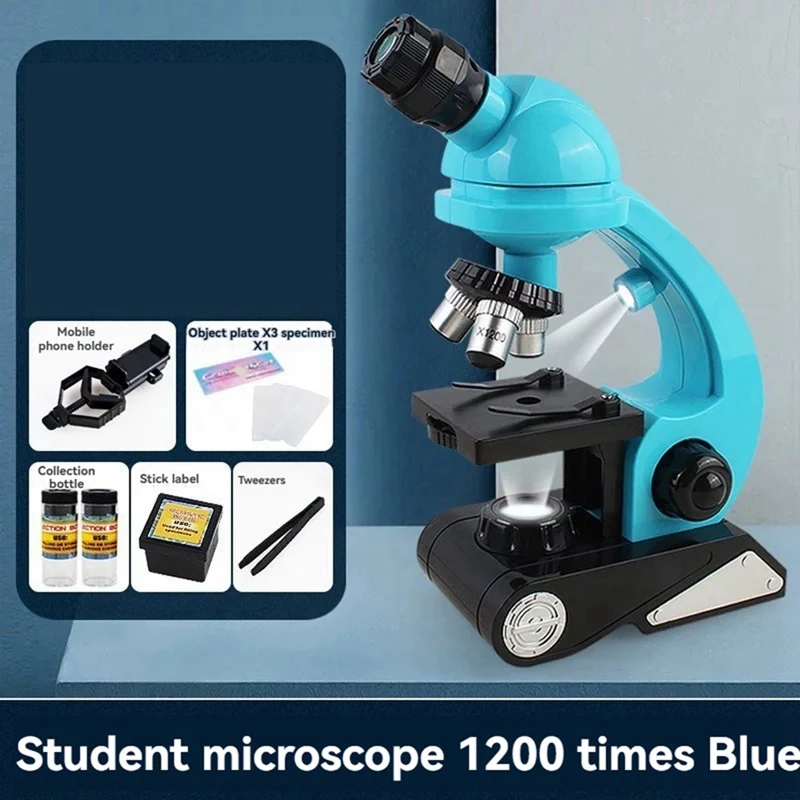 New-A47Q-Microscope For Kids, 1200X Kids Microscope Kit, Double LED Light With Phone Stand, Science STEM Toys Gift For Kids