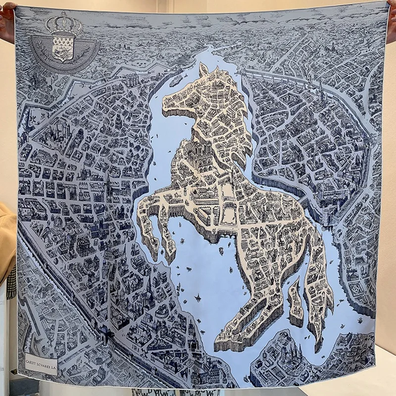 foulard-carre-100-soie-de-murier-pour-femme-90-cm-en-twill-imprime-«-city-of-horses-»-nouvelle-collection-printemps-chale-tendance