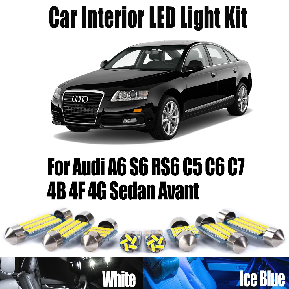 

Ceiling Dome Luggage Lamp No Error Car Bulb Set Canbus LED Interior Lights Kit For Audi A6 S6 RS6 C5 C6 C7 4B 4F 4G Sedan Avant