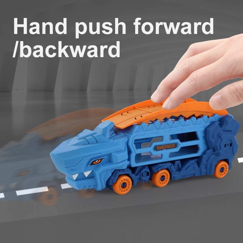 Wielofunkcyjny zestaw zabawek z deformowanymi wagoneskami: tor dla dinozaurów, transformujące się samochody i rampa startowa - idealny na Boże Narodzenie, Halloween