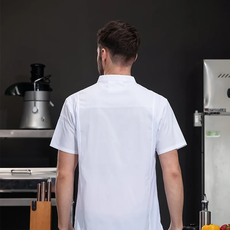 Men's Chef's Jacket Restaurant Kitchen Overalls Hotel Cook Uniform Catering Cooking Jacket Bakery Cafe Waiter Work Shirt