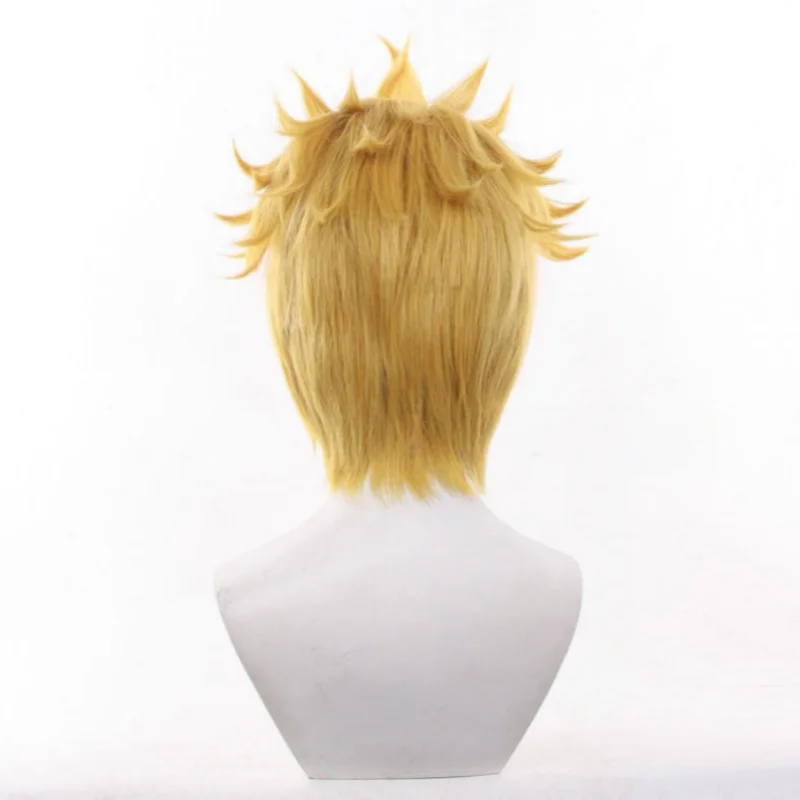 Peruka Cosplay Anime Gachiakuta Enjin Blond Żółta Krótka Kolczasta Peruka dla Kobiet i Mężczyzn Zespół Akuta Festiwal Karnawałowa Peruka Odporna na Ciepło