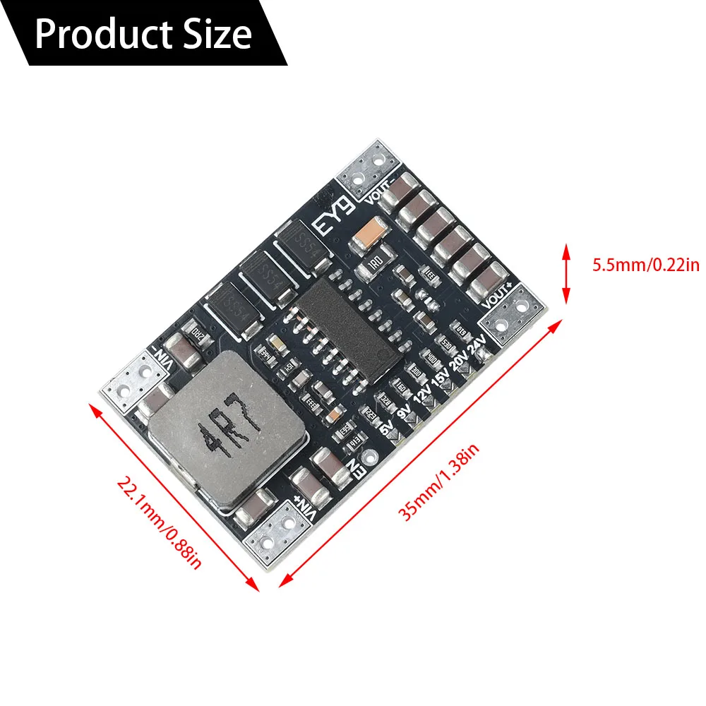 DC-DC 5-15V to 5V/9V/12V/24V Boost Module Fixed Voltage Output Boost Power Module 5A High-Power Lithium Battery Boost Module