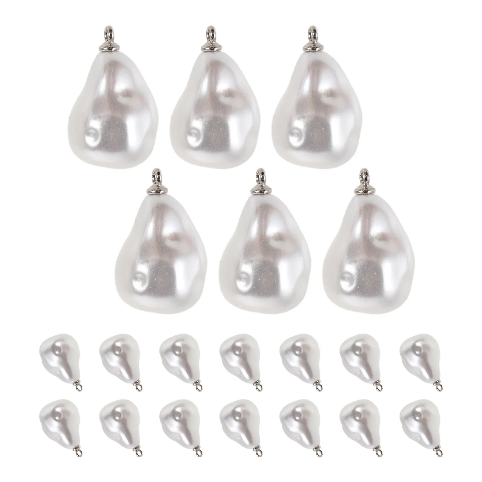 100Pcs Teardrop Pearl Charms White ABS Imitation Baroque Pearl Pendants for Jewelry Making Drop Earrings Necklaces Bracelets