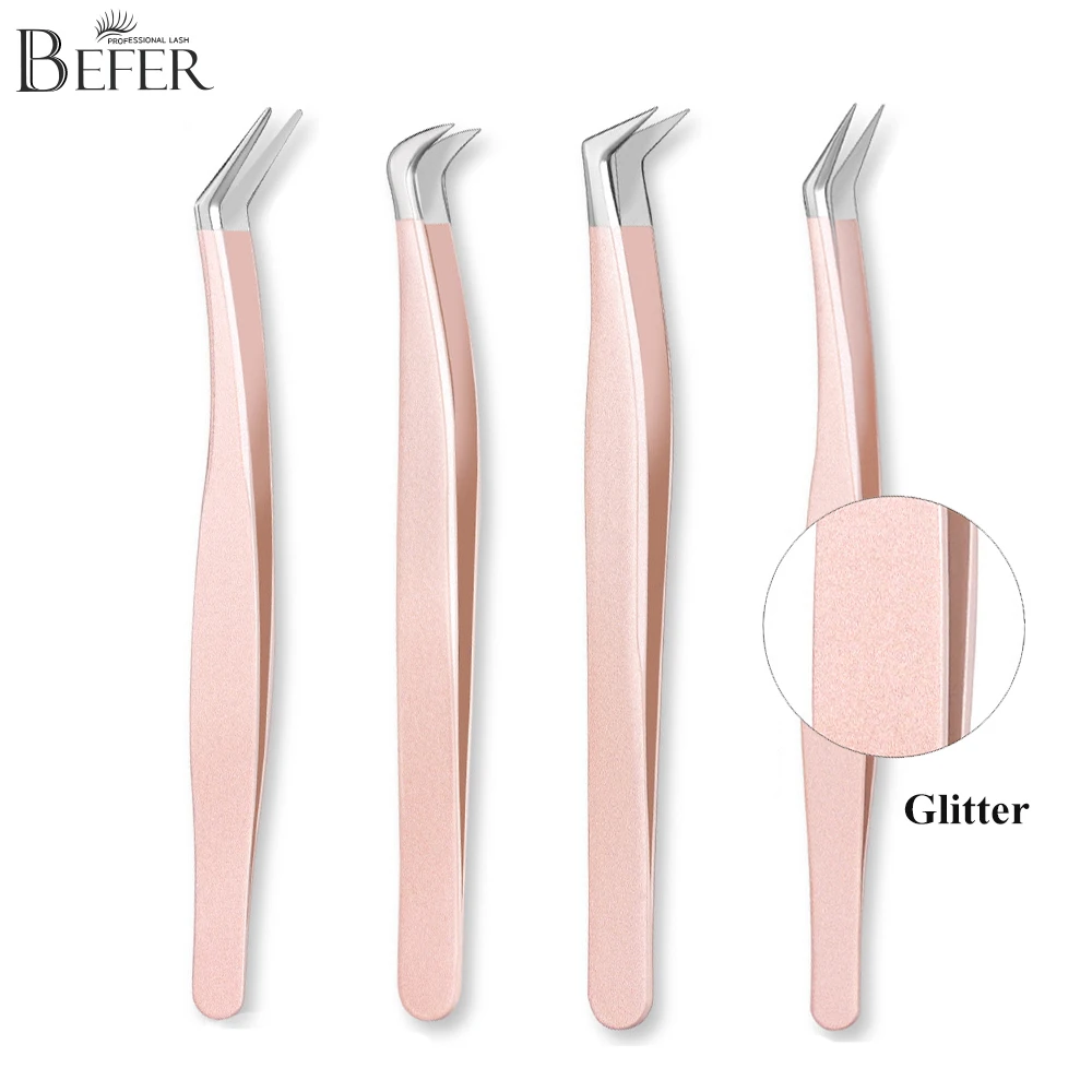 1 Pc Tweezers Eyelash Extensions Pink Stainless Steel Superhard Tweezer Anti-Static Make Up Tools Lashes Tweezers Professional