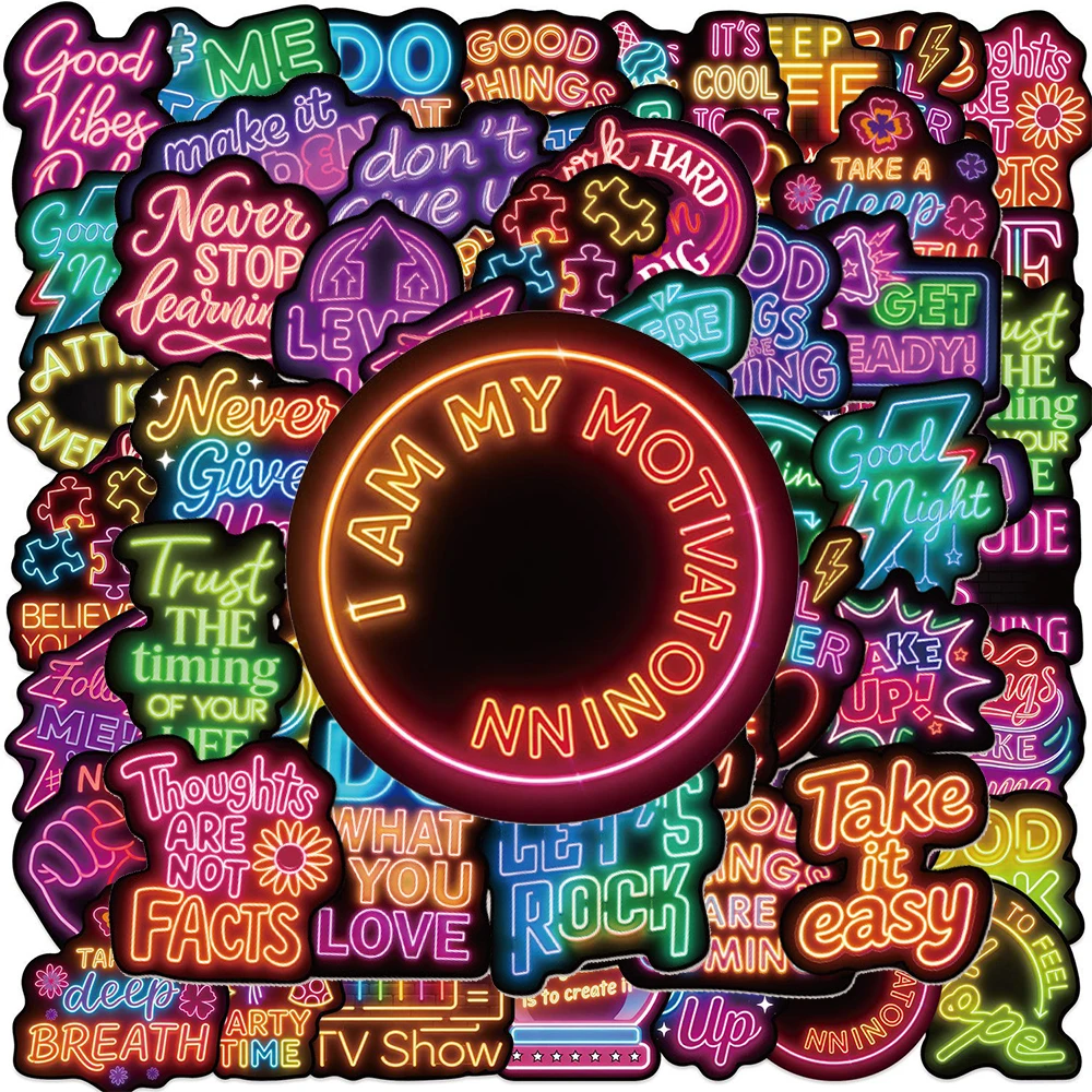 10/30/50 Stück Cartoon Neon-Stil Ästhetische Inspirierende Sprüche Aufkleber DIY Gepäck Schreibwaren Handy Auto Niedliche Dekorations-Sticker