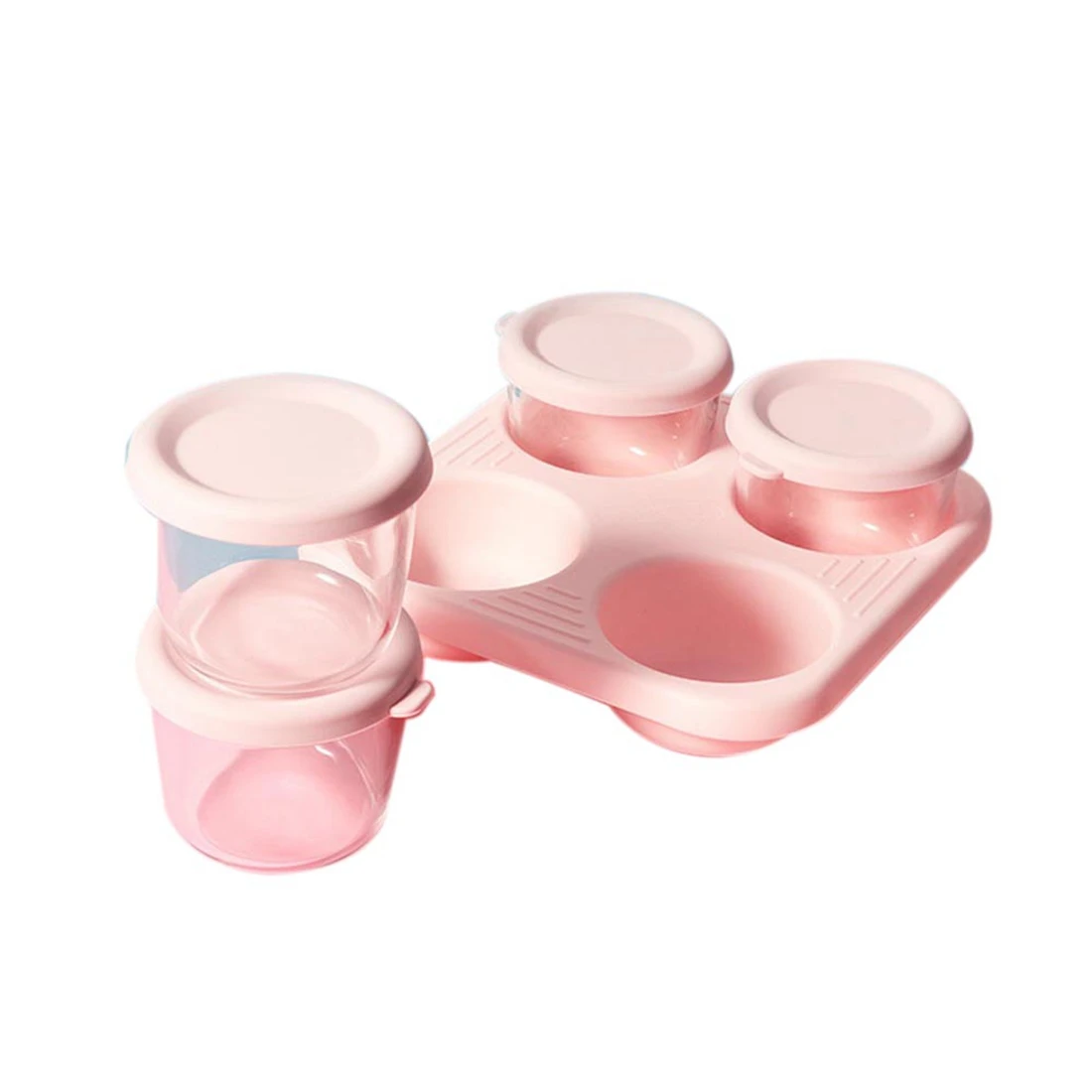 

4Pcs 2Oz Baby Infant Glass Breast Milk Freezer Microwave Complementary Food Storage Containers Fruit Snack Box Kids