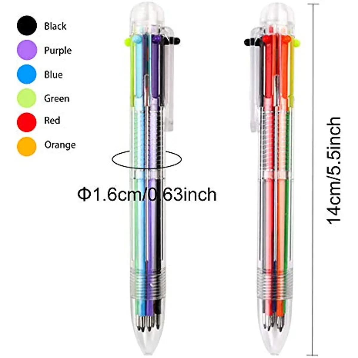 Stylos à bille multicolores rétractables 6 en 1 pour enfants, fournitures scolaires et de bureau, 100mm, 0.5 pièces