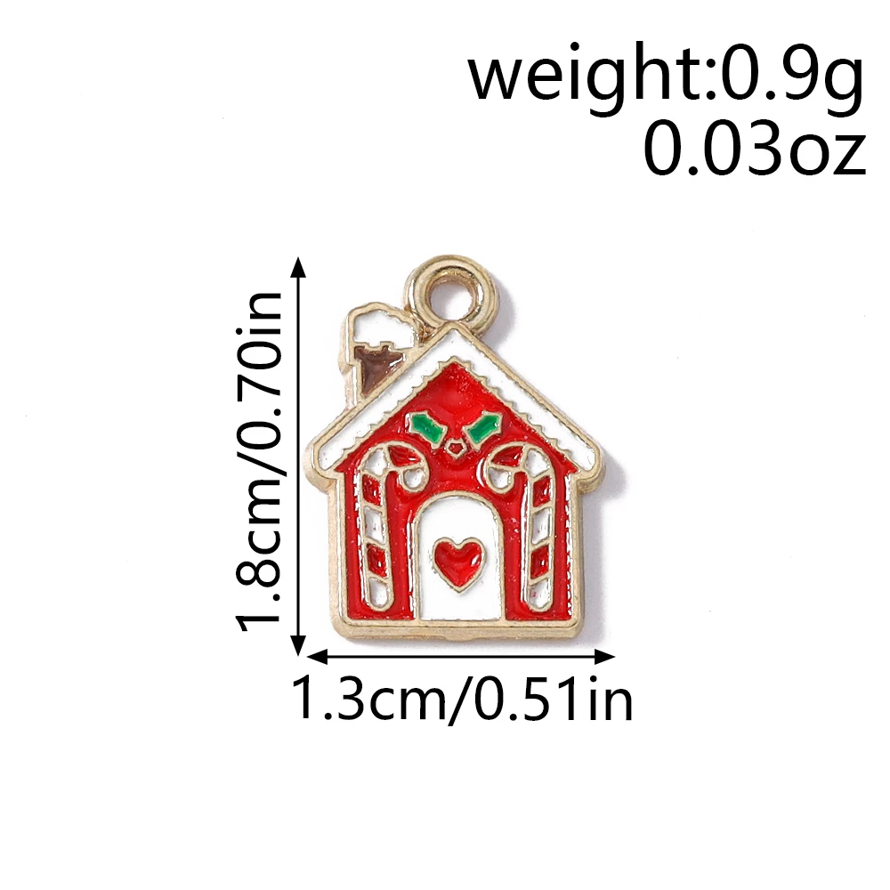 Tusember 10 Stück Emaille-Weihnachts-Lebkuchenhaus-Charms für Weihnachten, Halsketten, Ohrringe, Armbänder, Anhänger, Basteln – Detail 29