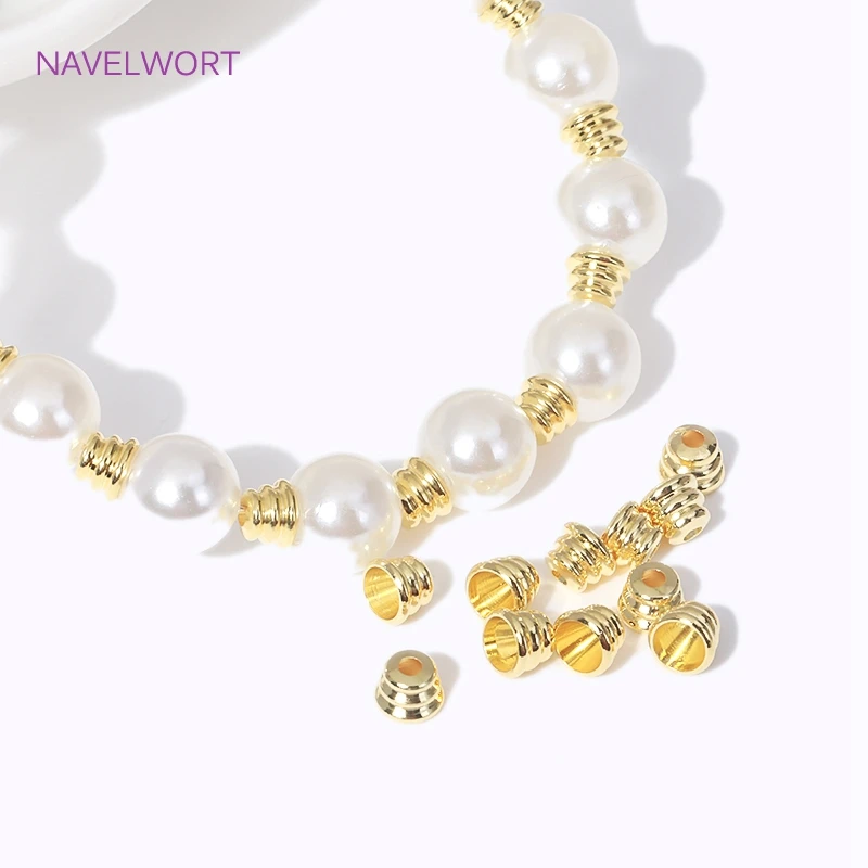 18K Gold Plated Brass Small Bead Caps Cone Tassel Cap For Jewelry Making DIY Bracelets Necklace Beading Accessories Wholesale