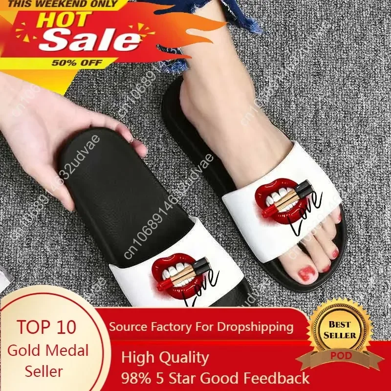 

Cartoon lip Women Slippers Cute Red mouth Home Slippers Summer Sandals Slides Women Shoes Flip Flops Sandalias Mujer