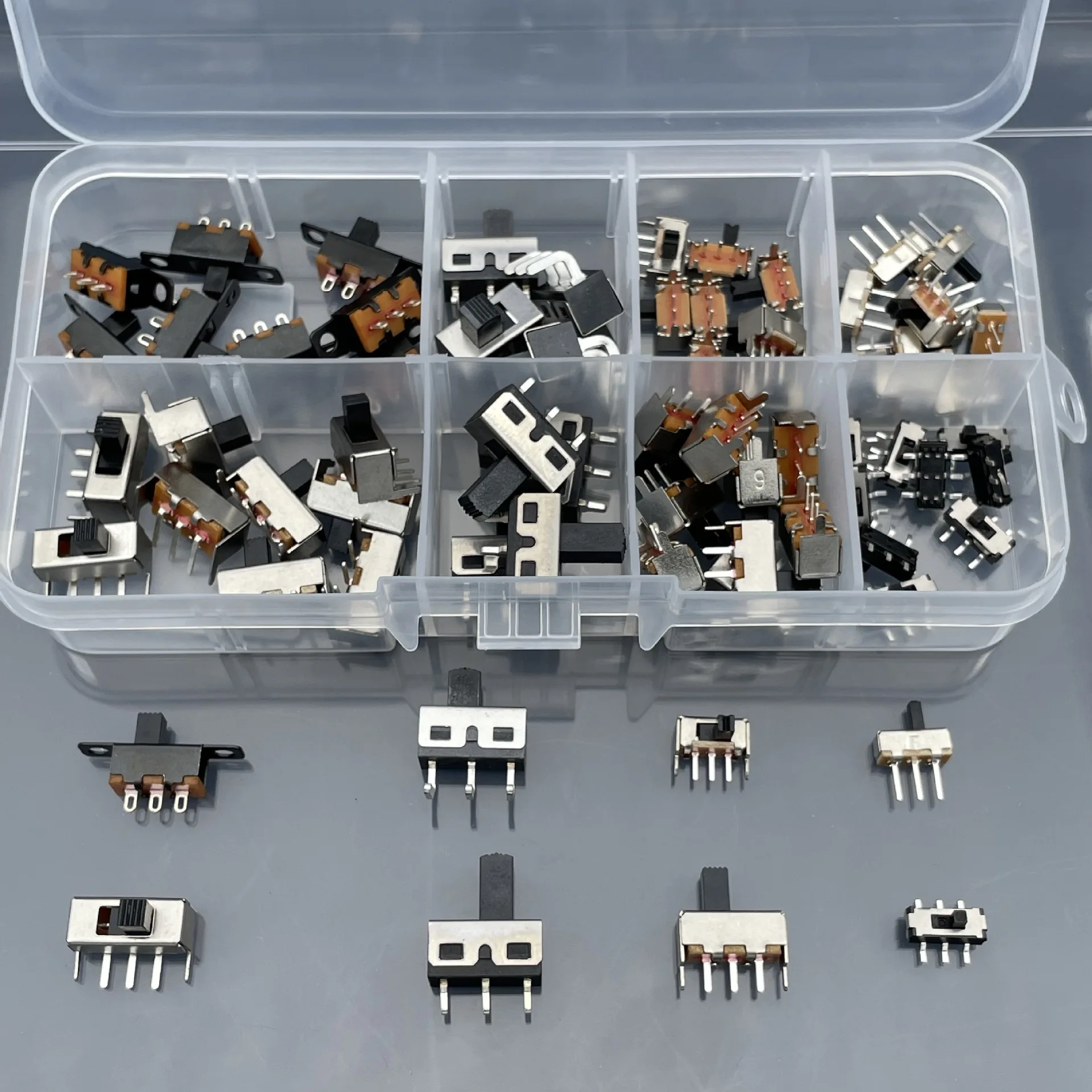 8 Types of Toggle Switches in Box 70pcs Direct Plug-in Micro Power Supply 3-pin Button Sliding 2-position Fluctuation Button