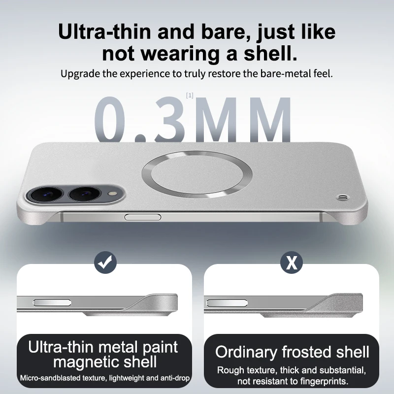 Für Samsung S25 Edge Ultradünne Matte Metallic-Lackierung für Magsafe Hülle für GalaxyS25edge Magnetische Kabellose Ladung Harte PC-Abdeckung – Detail 4