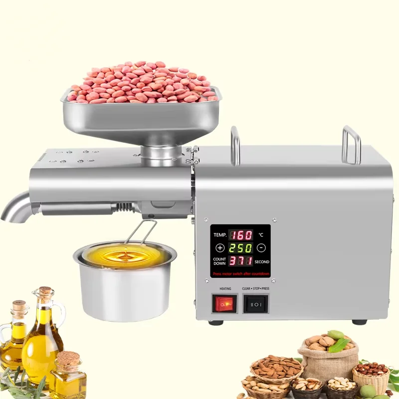 

5-7kg/h Small Smart Home Commercial Use Cooking Oil Press for Peanut Soybean Sesame Sunflower Seeds Oil Screw Extracting