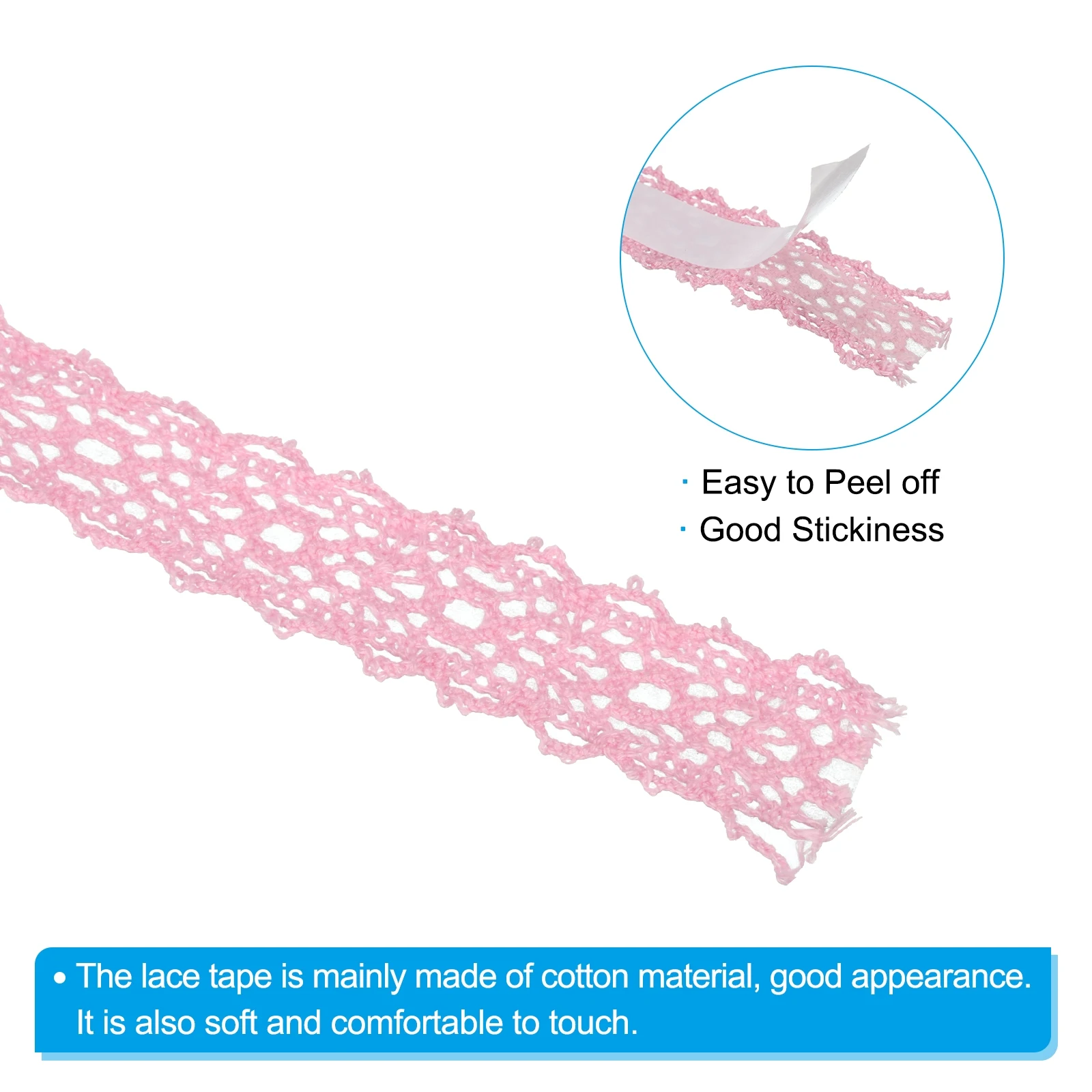 3/4pcs Self-Adhesive Lace Tape Lace Ribbon Cotton Washi Trim Stickers Masking for Scrapbooking DIY Card Making 0.7" Wide 2 Yards