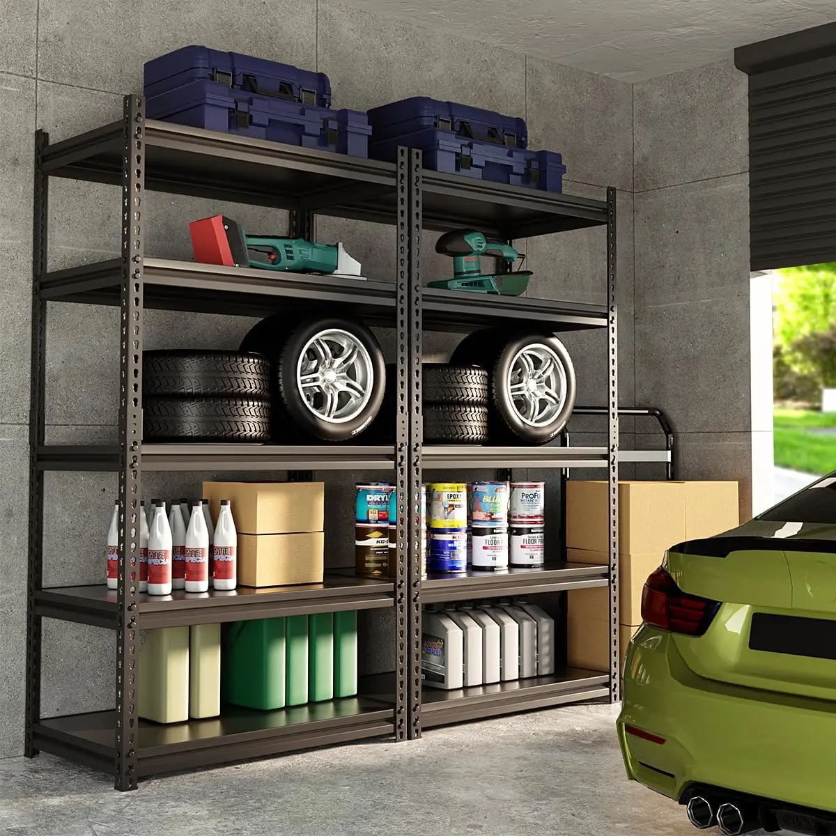 Garage Storage Shelves, Adjustable 5-Tier Metal Heavy Duty Shelving, Utility Storage Rack for Garage Organization Warehouse