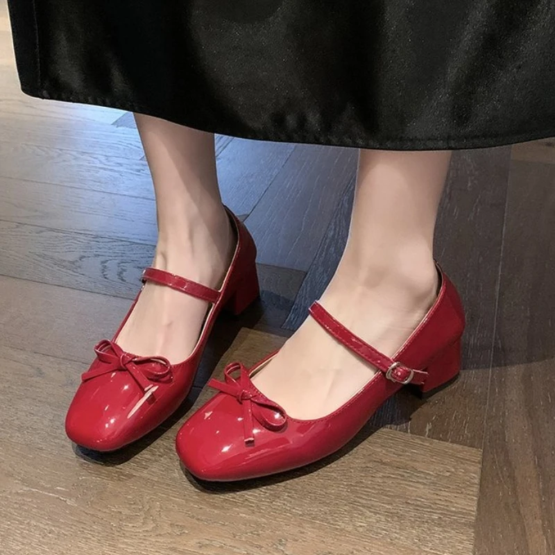 French Round Bow Coarse Single Order Shoes Women Autumn 2025 New Versatile Small Leather Shoes Shallow Mouth Mary Jane Shoes