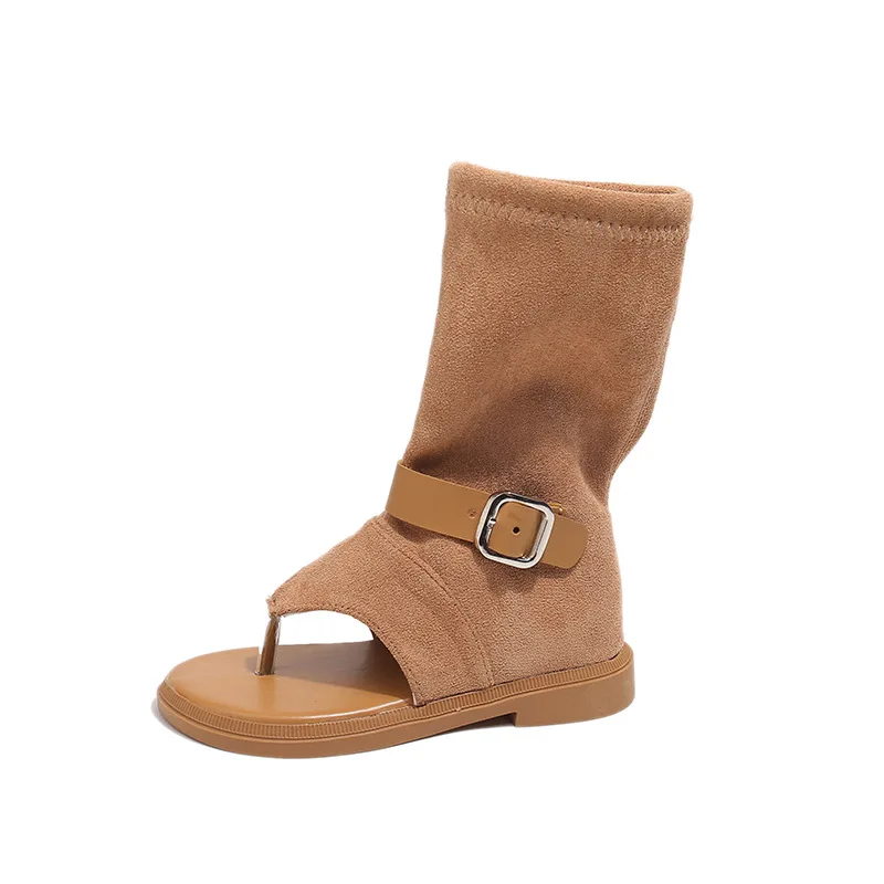 Summer Child Roman Sandal Spring2026 New French Tube Knee-high Boot Girl Soft Single Boot Fashion Girl Slip Zara Child Sandals