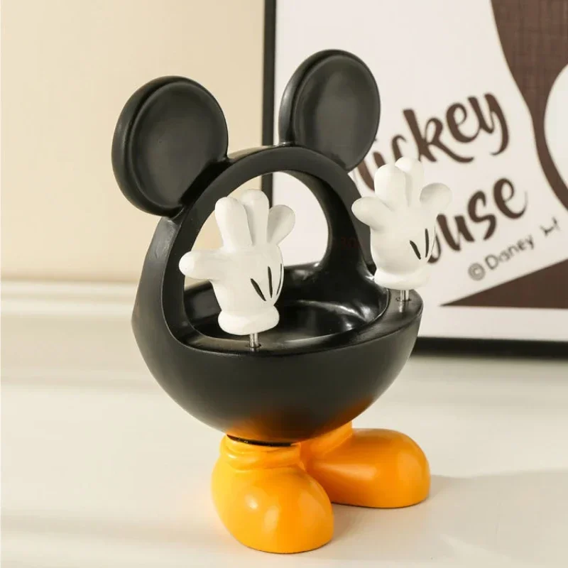 Anime disney mickey figura dos desenhos animados modelo de mesa ornamentos caixa de jóias anel armazenamento decoração para casa relógio rack presentes aniversário