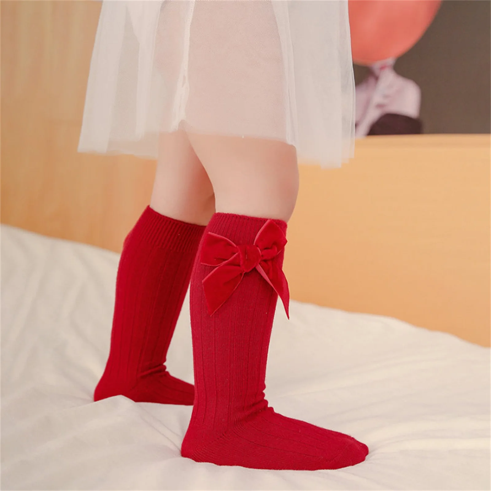 0-5 Years Cotton Kids Girls Socks With Bows Knee High Children Princess Socks Soft for Girls Toddler Baby Long Sock Autumn New