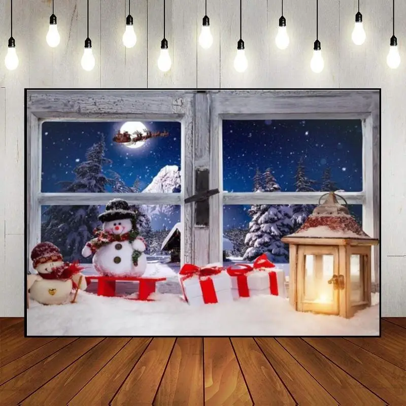 Merry Christmas Fairy Tales Custom Birthday Backdrop New Year Background Baby Shower Snow Photography Backdrops Sleigh Photo Eve