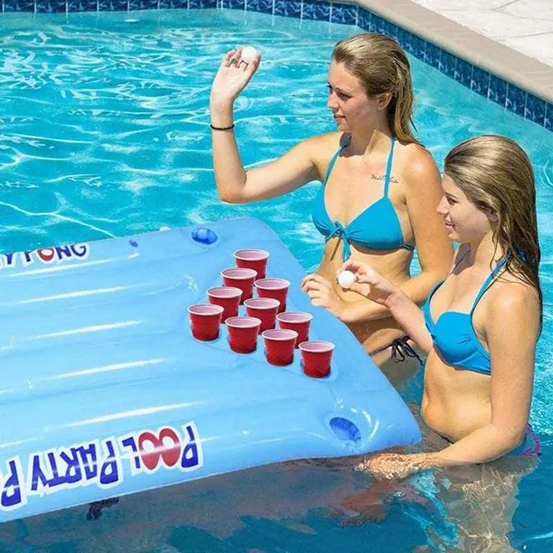 

Pool Pong Table Game Floating Pingpong Raft Toy Beer Inflatable Pool Game Table Floating Raft Lounge For Women Men Outdoor