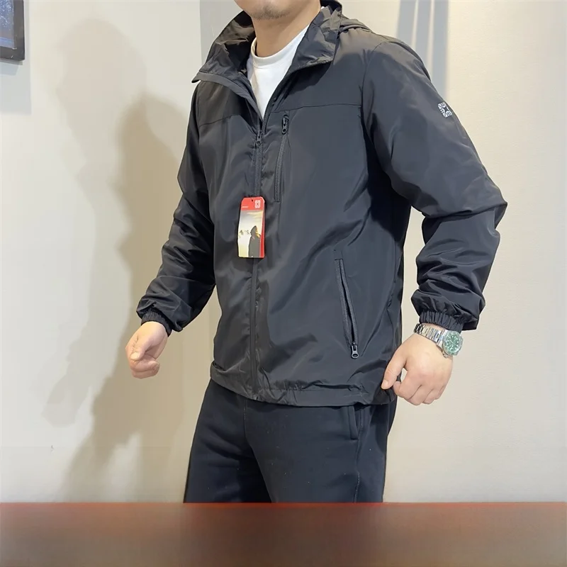 

Легкий ветрозащитный тканевый тюнер для мужчин, функциональный уличный воротник-стойка с капюшоном на молнии, молодежный тренд, весна-осень, регулировка...