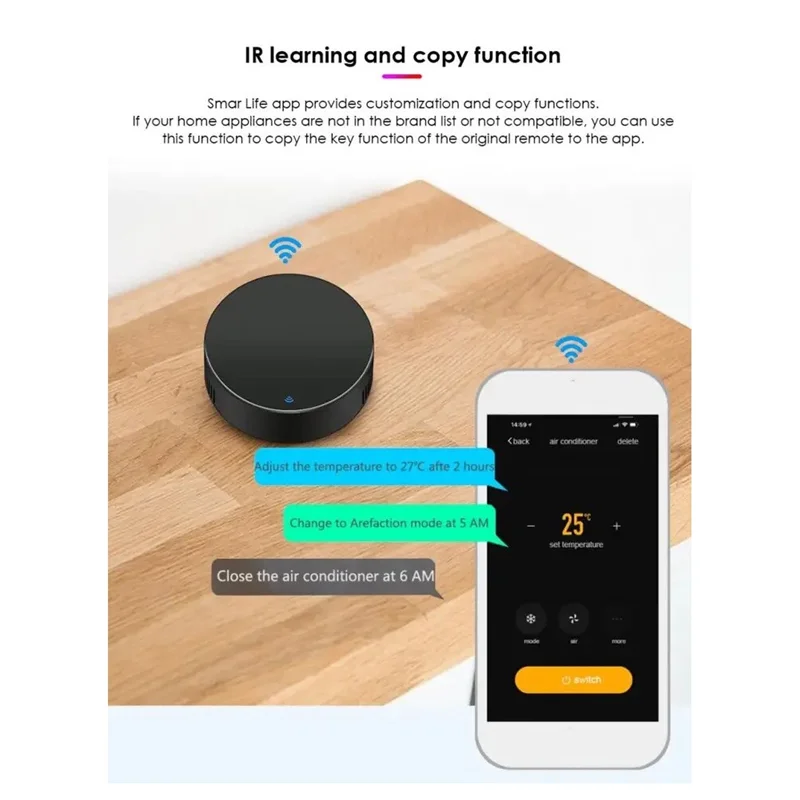 

Y45A-Tuya Wi-Fi умный ИК-пульт дистанционного управления с домашним пультом Smart Life для кондиционера, телевизора, DVD, Alexa, прочный