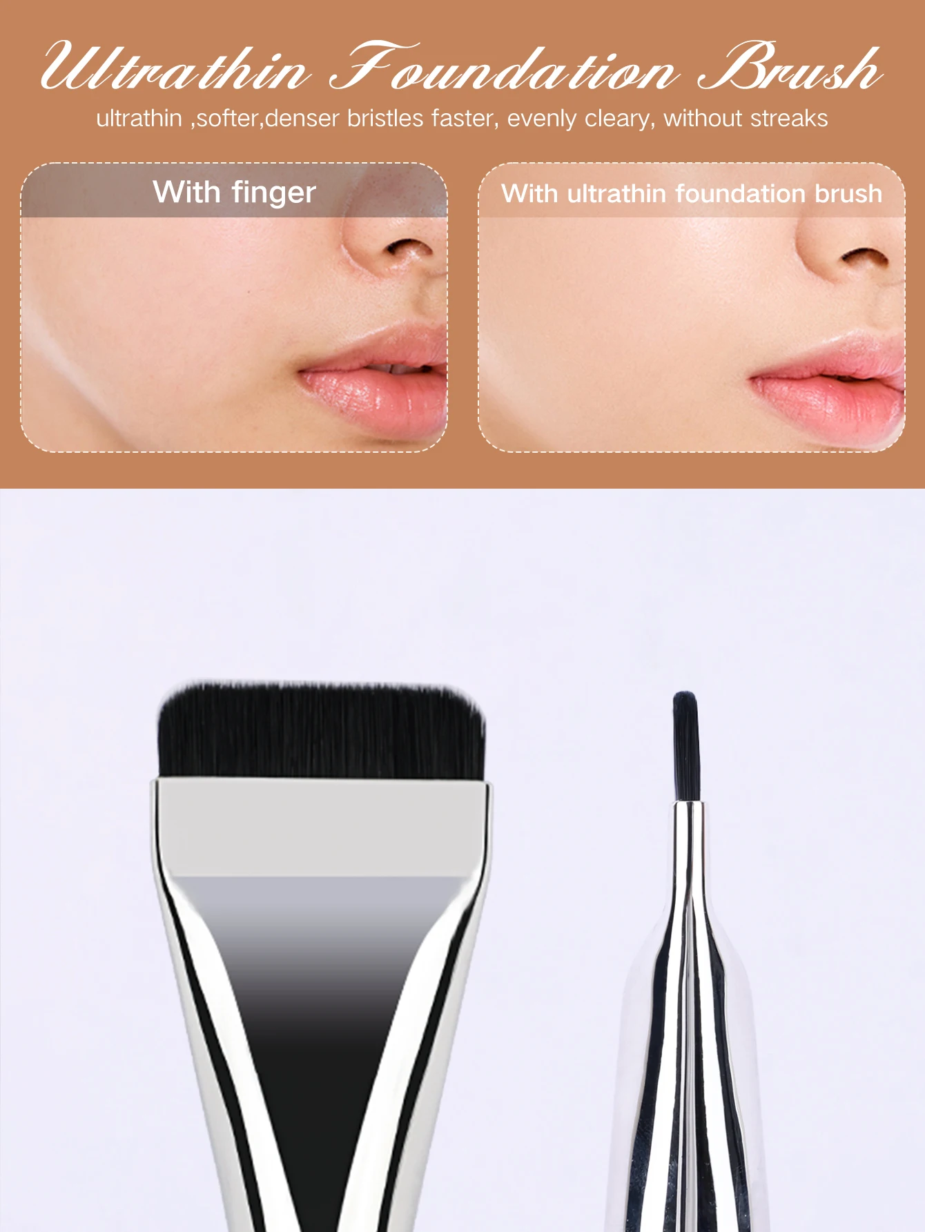 Brocha para base ultrafina, esponja de maquillaje con cojín de aire negro, brocha para máscara plana, juego de brochas para base, herramientas de maquillaje profesionales