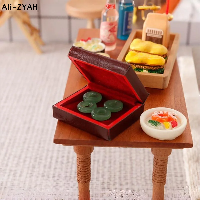 1 Set Vintage Sieradendoos 1:12 Poppenhuis Miniatuur Accessoires Mini Houten Sieradendoos Model Speelgoed Voor Poppenhuis Decoratie