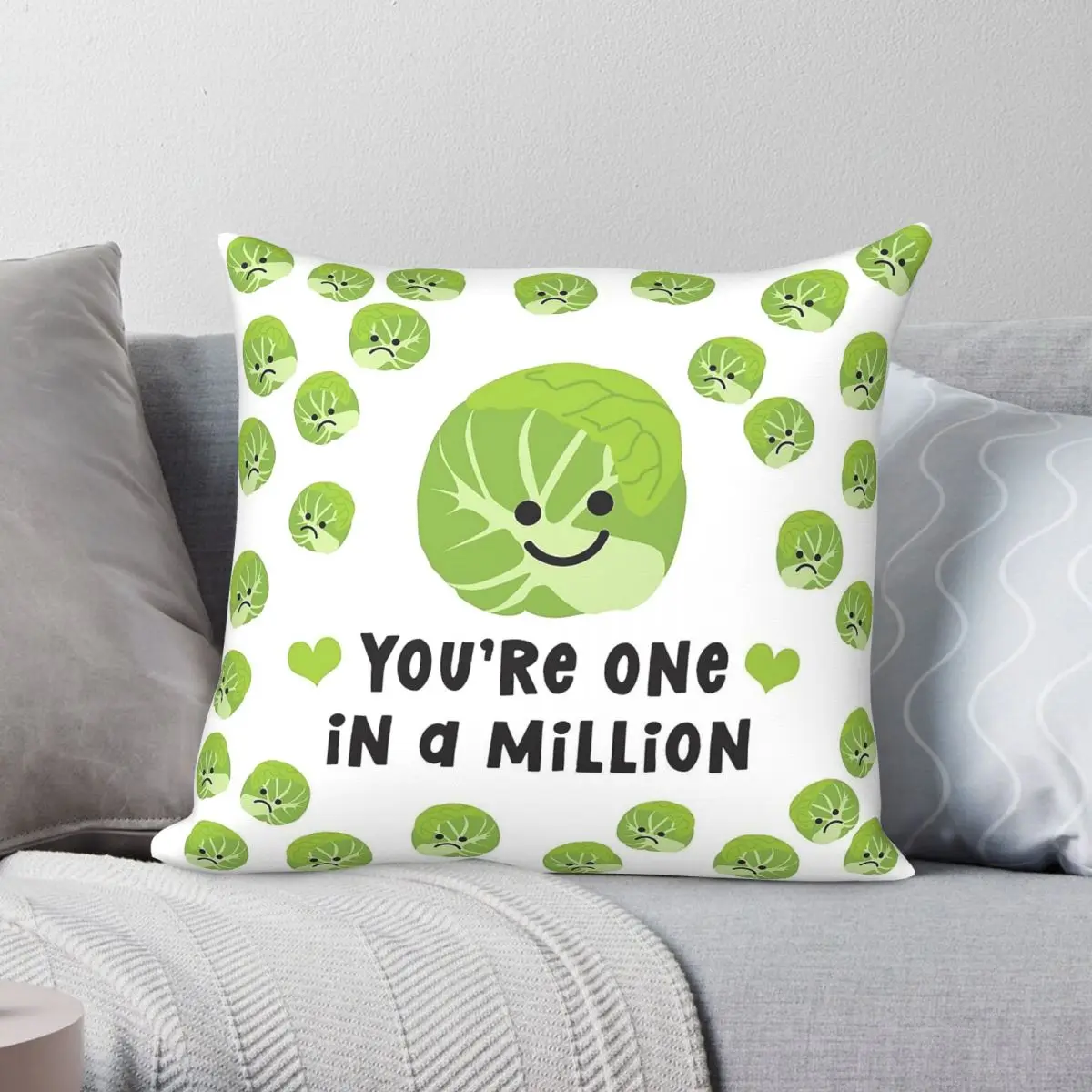One In A Million Brussels Sprout Square Pillowcase Polyester Linen Velvet Creative Decorative Throw Pillow Case Sofa Cover