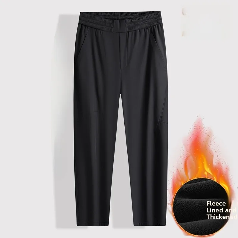 

Men's plus Size Fce Lined Outdoor Casual Pants Warm Comfortable Large Straight Leg Trousers for Rest And Outdoor Activities