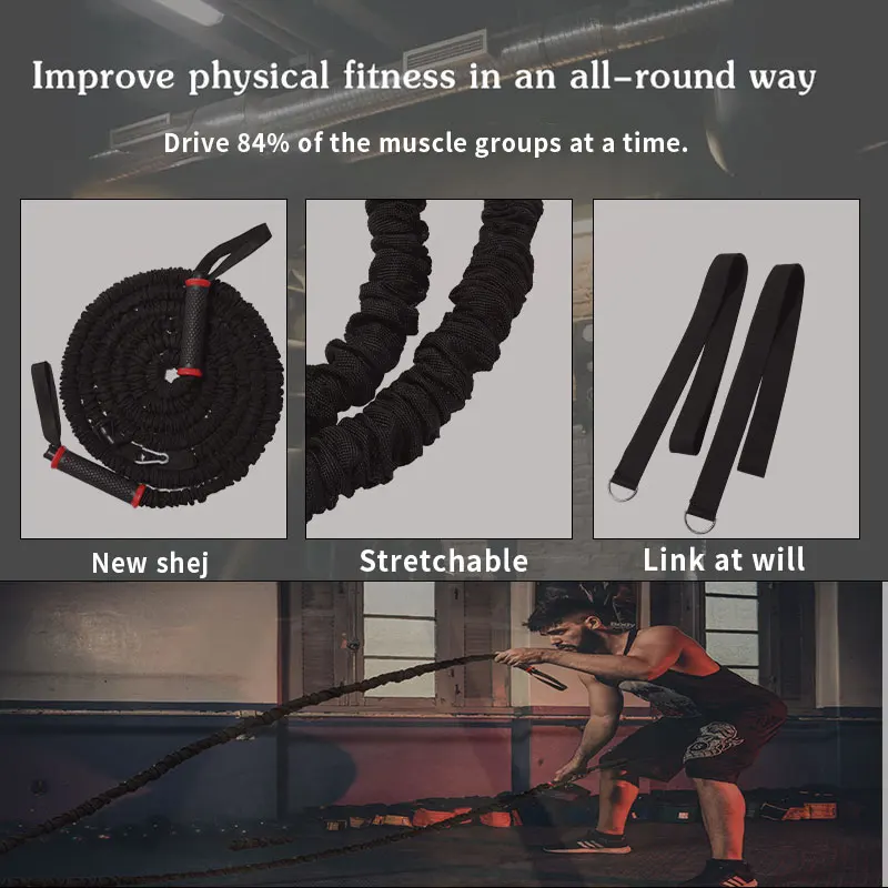 4pcs Home Fitness Equipment Strength Physical Training Tactical Fighting Arm Strength Thin Arm Artifact Throw Rope Elastic Rope