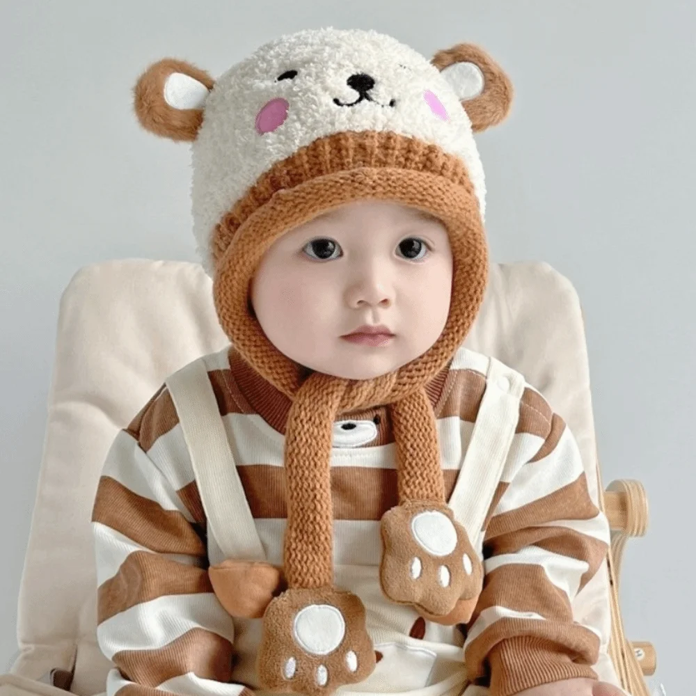 أزياء الكرتون الطفل أفخم قبعة خنزير الدفء محبوك قبعة يندبروف الكورية نمط سدادات حماية الأذن قبعة الفتيات