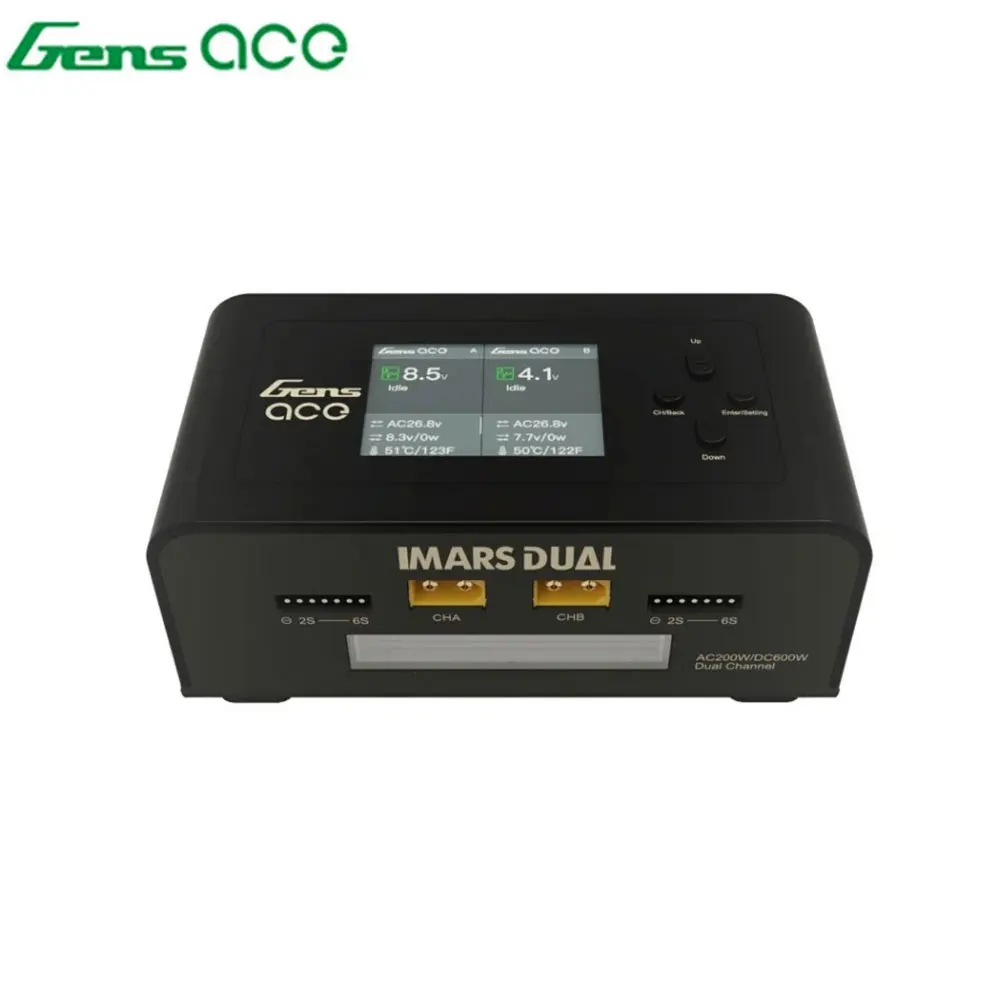 GENS ACE Dual Channel Smart AC200W DC600W High Power Balanced Fast Charge 1S 2S 3S 4S 6S Battery Lipo