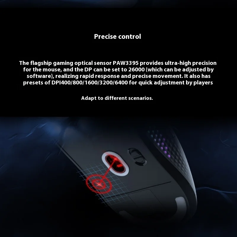 MSI VERSA 300 ELITE Gaming Mouse Esport PAW3395 Sensor 1K Polling Rate Customized Microswitch Low Latency RGB Bar Wireless Mouse