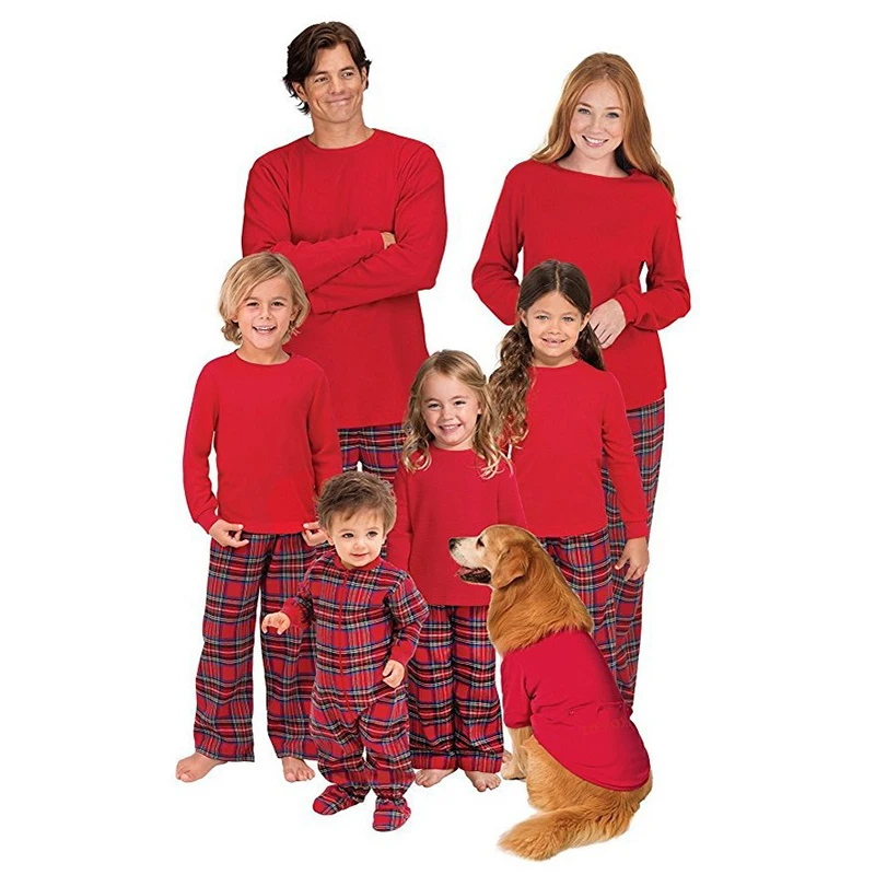 Christmas Family Matching Pajamas Clothes Xmas Red Home Wear Party Father Mommy And Me Sleepwear Women Men Kid Nightwear