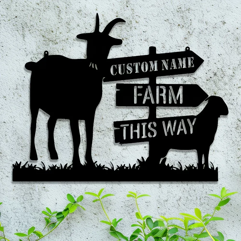 

Custom Goat Metal Sign - Personalized Surname and Farm Name Outdoor Decor, Ideal for Farmhouse Style Home Entryway, Holiday Gift