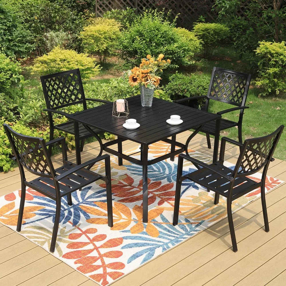 

Patio Chairs Set of 4, Metal Outdoor Dining Chairs, Black Wrought Iron Stackable Patio Dining Chairs, Customized