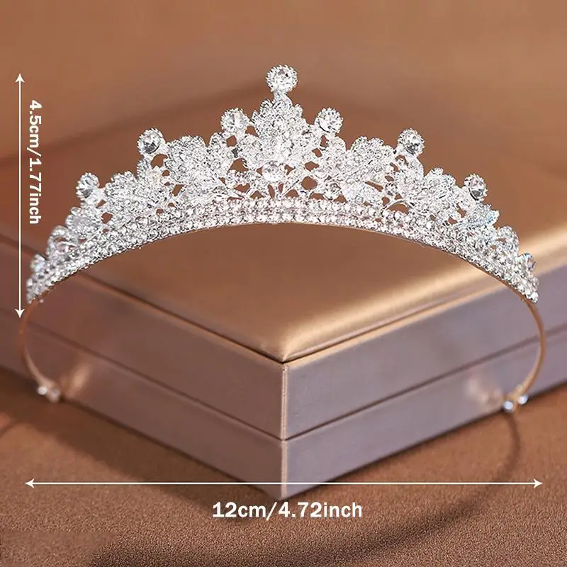 Hochzeitshaar-Tiara, Kristall-Braut-Tiara, Krone, silberfarbenes Diadem, Schleier-Tiara, Hochzeitshaar-Accessoires, Kopfschmuck, Kopfschmuck-Schmuckstücke – Detail 8