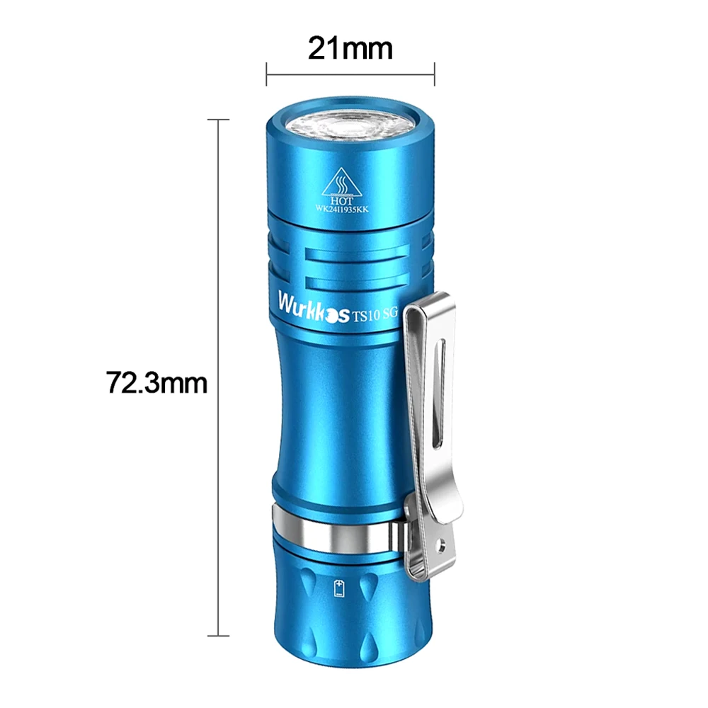 Wurkkos TS10 SG 14500 Powerful Mini EDC Flashlight with SFT25R LED and RGB Aux LEDs 1650LM Anduril 2.0 Max 294M IP68 Torch