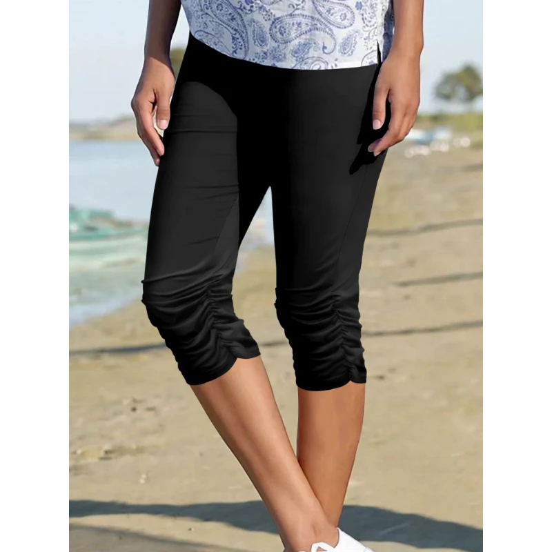 

Ladies Trousers Summer Casual Holiday Solid Knit Trousers Suitable for many occasions Trendy Women's 7/10 Trousers