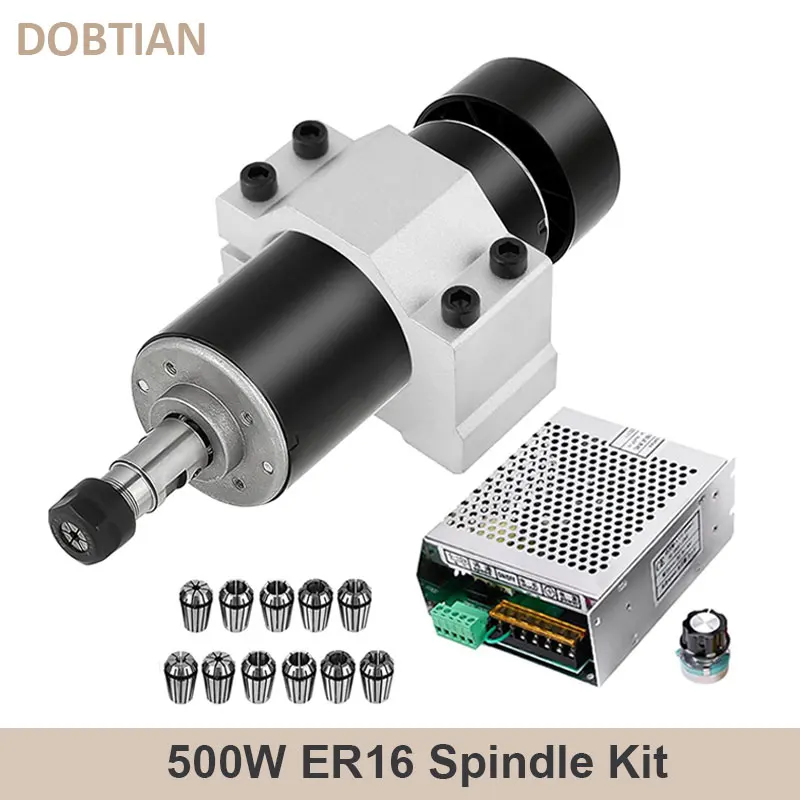 

500w CNC Spindle Motor Air Cooled Spindle ER16 Chuck + 52mm Clamp + Power Supply Speed Governor For PCB Engraving