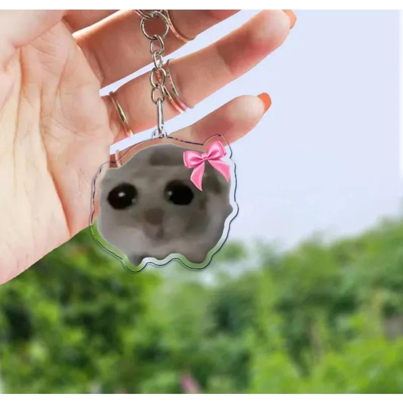 Fun Meme Im Just A Girl Sad Hamster Key Chain Keychains Ring for Accessories Bag Funny Pendant Keyring Jewelry Fans Gifts