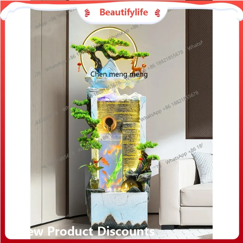 

Water curtain wall, flowing water fountain ornament, room entrance, floor-to-ceiling fish tank landscape, garden decoration
