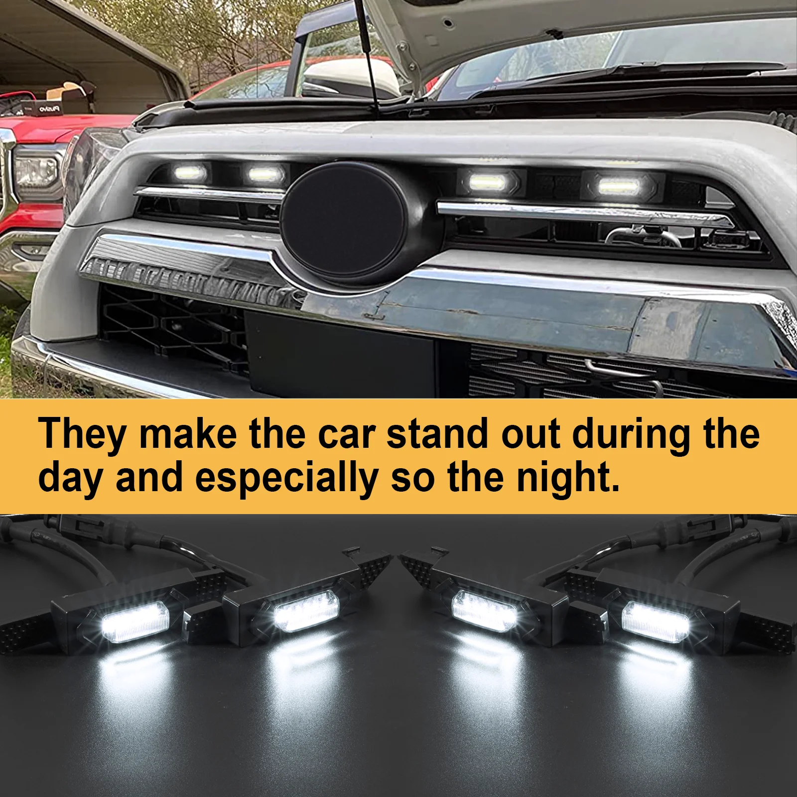 

Car Accessories Front Grills Led Yellow/White Lights Fit For Toyota 4 RUNNER Car LED Light Grills Lights
