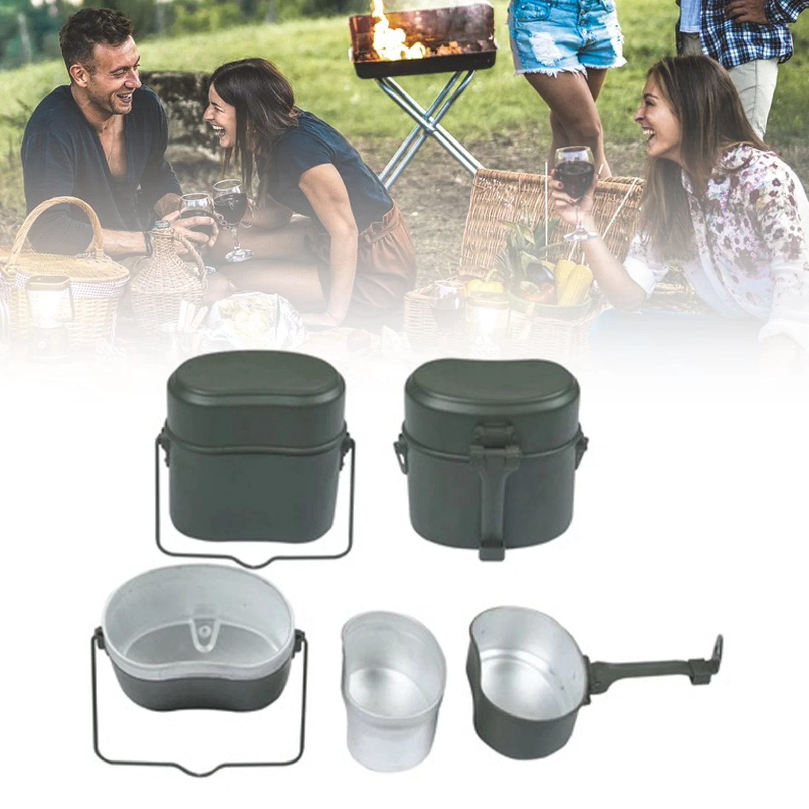 

Military Mess Tin Multifunction Proper Size Aluminium Alloy Portable Military Lunch Box For Outdoor Camping