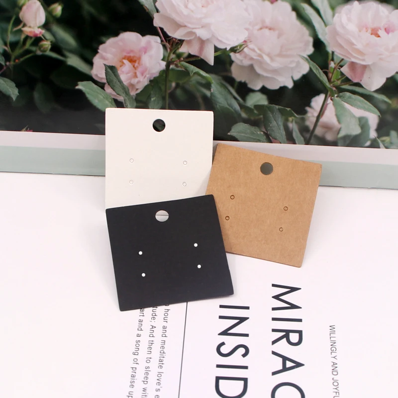 Custom Black White Brown Earring Display Cards Jewelry Accessories Packaging Paper Holder Ring Pendant Label 50pcs/lot Wholesale